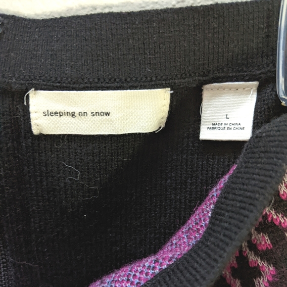 NWOT Anthropologie Sleeping on Snow fringe black & pink sweater skirt Large - Picture 8 of 10
